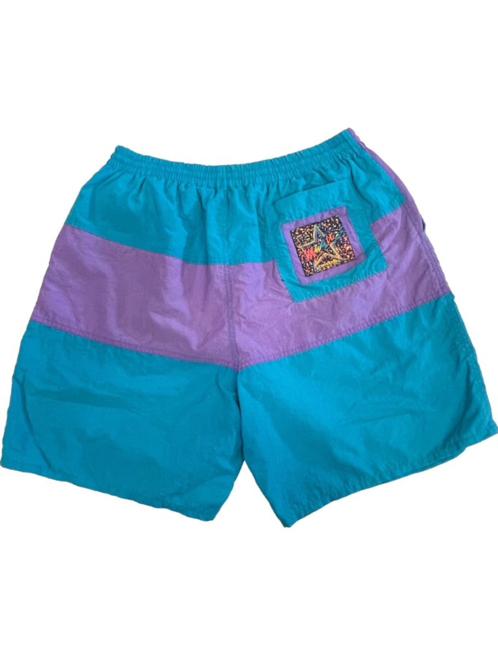 Retro 80/90s Swim Trunks Shorts Converse Magic Johnson Collab Teal Purple Rare